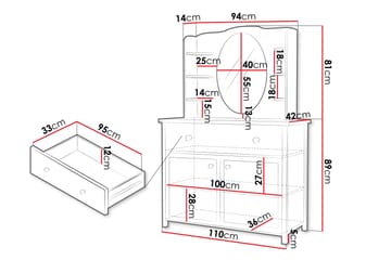Hilts Sminkebord 110x42 cm - Hvit/Rosa - Møbler - Bord - Sminkebord & toalettbord