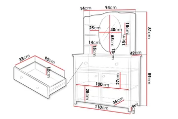 Hilts Sminkebord 110x42 cm - Hvit/Rosa - Møbler - Bord - Sminkebord & toalettbord
