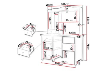 Hilts Sminkebord 110x52 cm - Grå - Møbler - Bord - Sminkebord & toalettbord