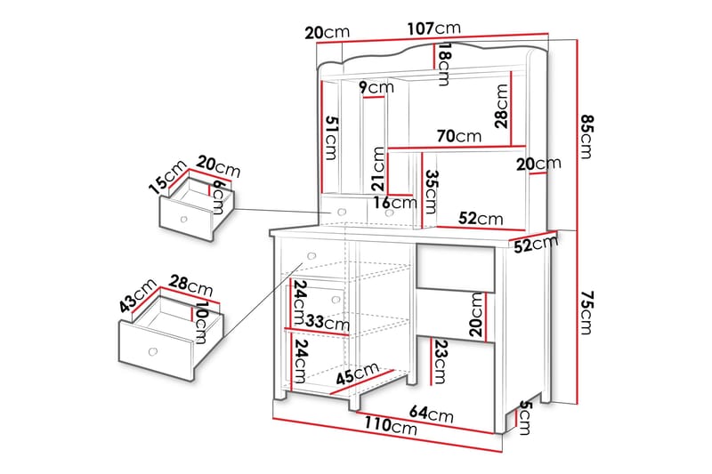 Hilts Sminkebord 110x52 cm - Grå - Møbler - Bord - Sminkebord & toalettbord