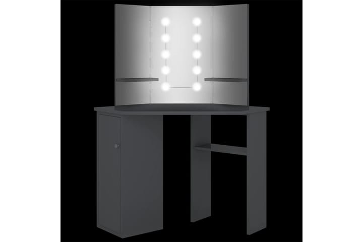 Hjørnemontert sminkebord med LED grå 111x54x141,5 cm - Grå - Sminkebord & toalettbord