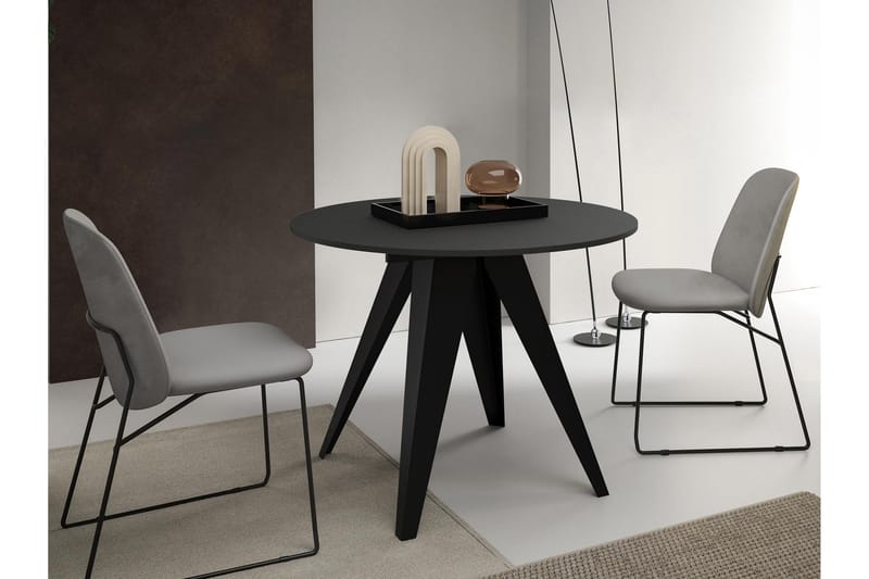 Hoban Lite Uttrekkbart Rundt Spisebord 90 cm - Svart - Møbler - Bord - Spisebord & kjøkkenbord
