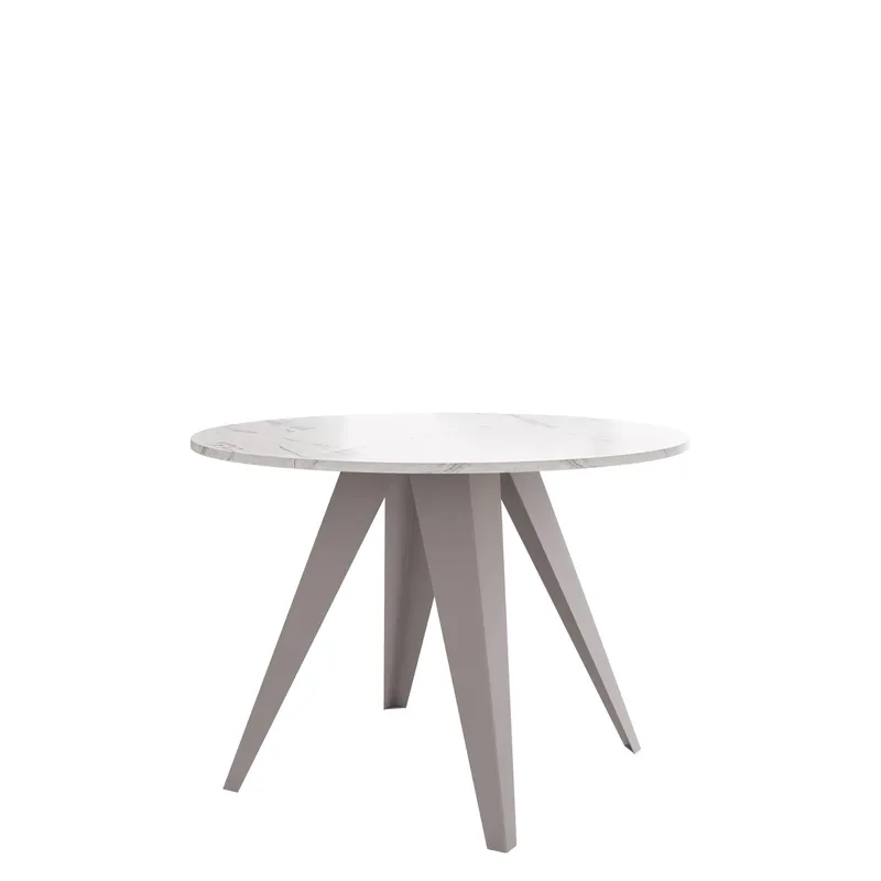 Hoban Spisebord rundt uttrekkbart 100-138 cm, Beige, hvit (marmor)