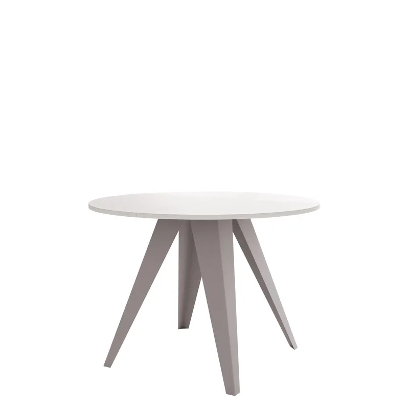 Hoban Spisebord rundt uttrekkbart 100-138 cm, Beige, hvit