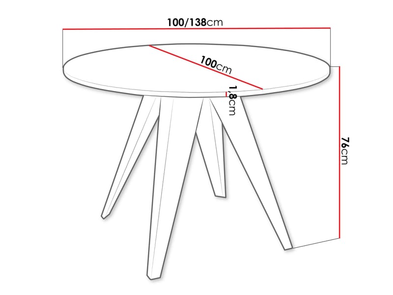 Hoban Spisebord rundt uttrekkbart 100-138 cm - Beige - Møbler - Bord - Spisebord & kjøkkenbord