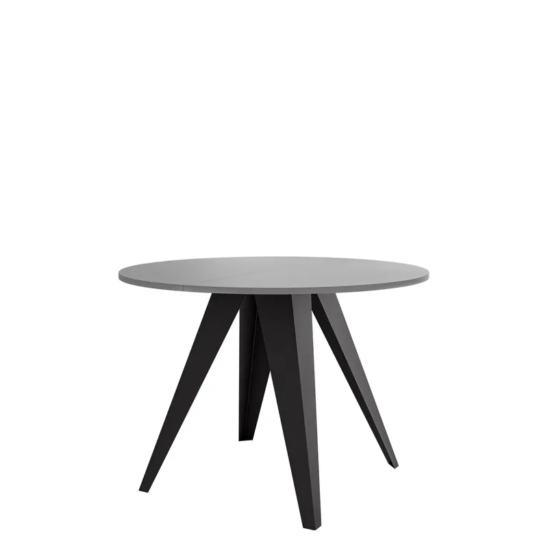 Hoban Spisebord rundt uttrekkbart 100-138 cm, svart, grå