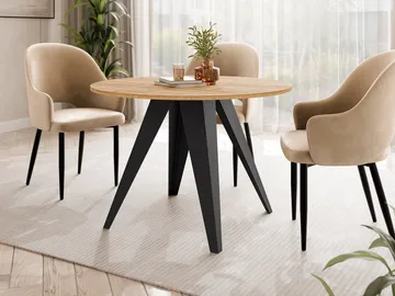 Hoban Spisebord rundt uttrekkbart 100-138 cm - svart, natur - Møbler - Bord - Spisebord & kjøkkenbord