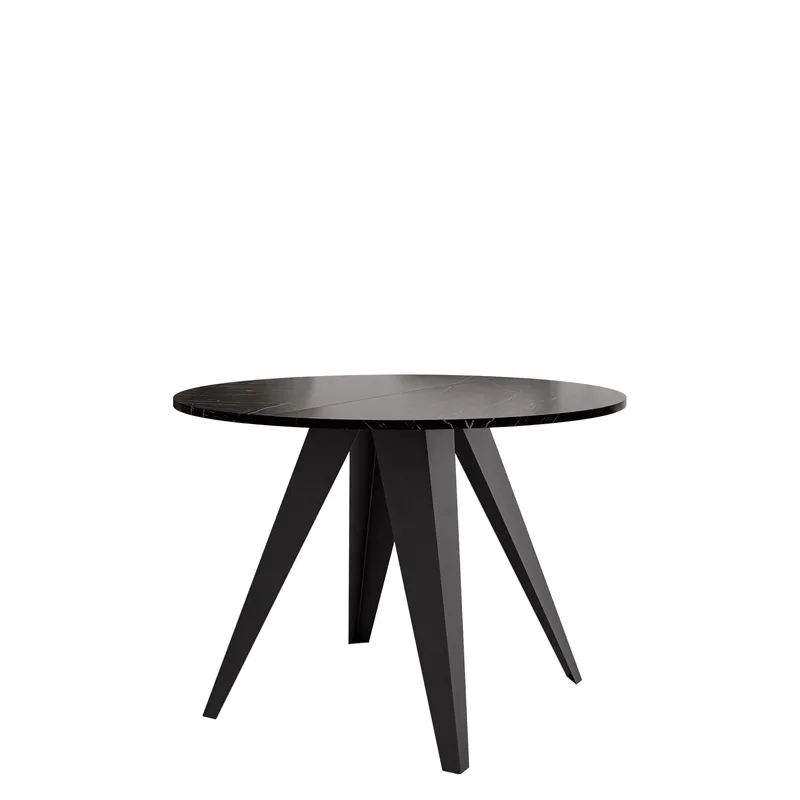 Hoban Spisebord rundt uttrekkbart 100-138 cm, svart (svart marmortopp)