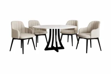 Hollan rund spisegruppe beige|hvit|svart - Møbler - Bord - Spisegruppe