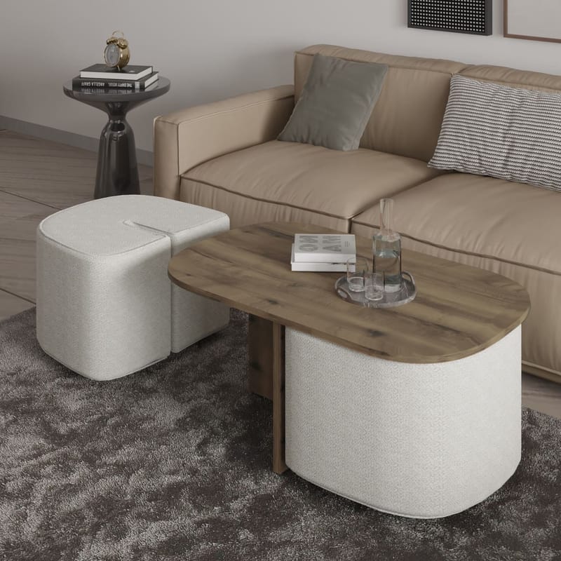 Hu Sofabordsett 90x42,9x45 cm - Antikk valnøtt - Møbler - Bord - Sofabord & salongbord