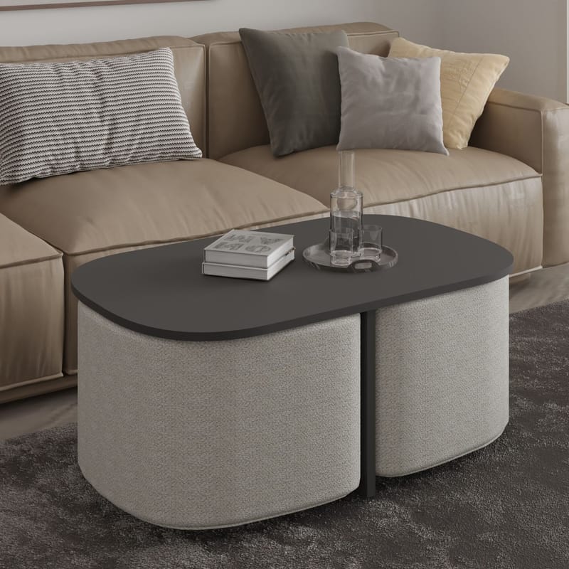 Hu Sofabordsett 90x42,9x45 cm, Antrasitt