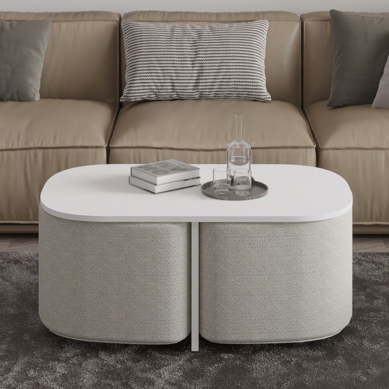 Hu Sofabordsett 90x42,9x45 cm - Hvit - Møbler - Bord - Sofabord & salongbord