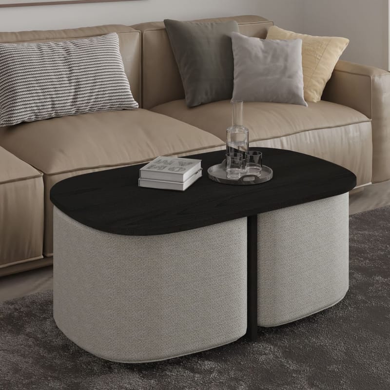 Hu Sofabordsett 90x42,9x45 cm, Svart