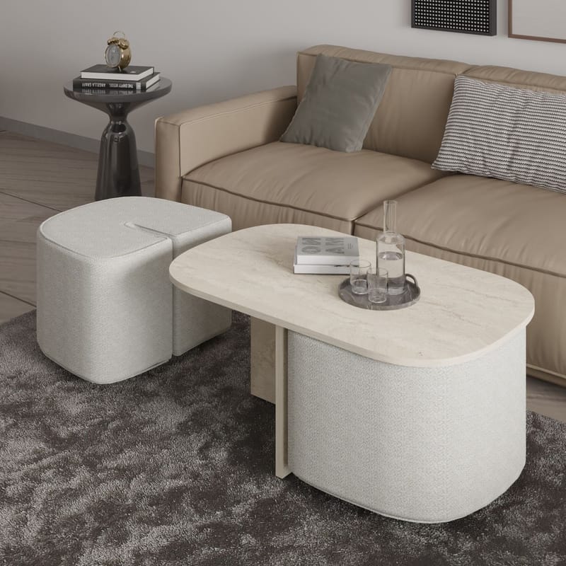 Hu Sofabordsett 90x42,9x45 cm - Travertin - Møbler - Bord - Sofabord & salongbord