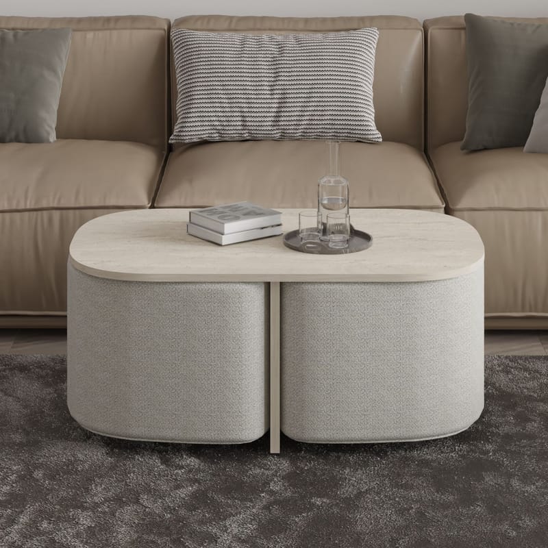 Hu Sofabordsett 90x42,9x45 cm - Travertin - Møbler - Bord - Sofabord & salongbord