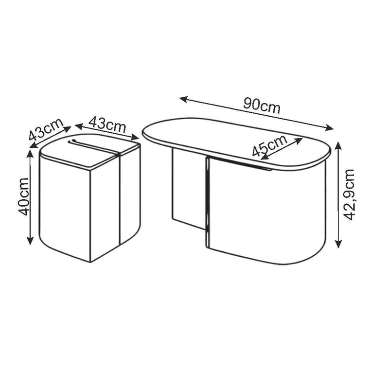 Hu Sofabordsett 90x42,9x45 cm - Travertin - Møbler - Bord - Sofabord & salongbord
