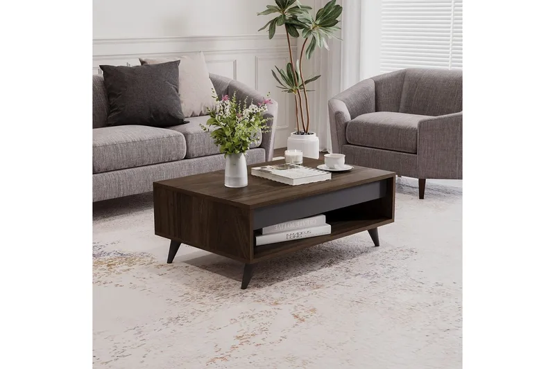 Hume Stuebord 90 cm - Valnøtt - Møbler - Bord - Sofabord & salongbord