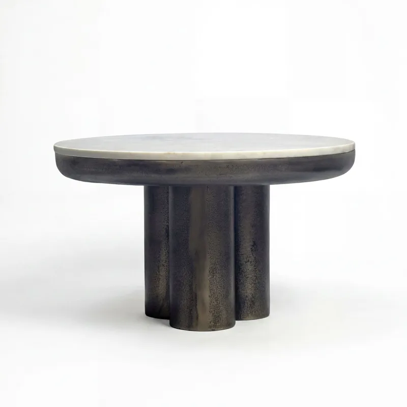 Ilvora rundt sofabord 60 cm i metall med marmorplate - hvit marmor antikk svart bronse - Møbler - Bord - Spisebord & kjøkkenbord