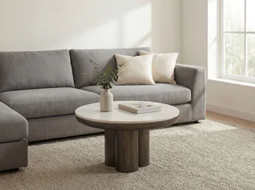 Ilvora rundt sofabord 60 cm i metall med marmorplate - hvit marmor antikk svart bronse - Møbler - Bord - Spisebord & kjøkkenbord