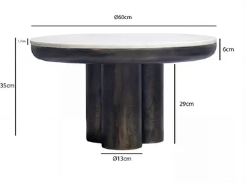Ilvora rundt sofabord 60 cm i metall med marmorplate - hvit marmor antikk svart bronse - Møbler - Bord - Spisebord & kjøkkenbord