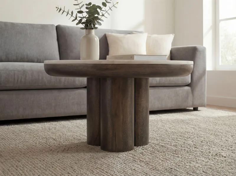 Ilvora rundt sofabord 60 cm i metall med marmorplate - hvit marmor antikk svart bronse - Møbler - Bord - Spisebord & kjøkkenbord