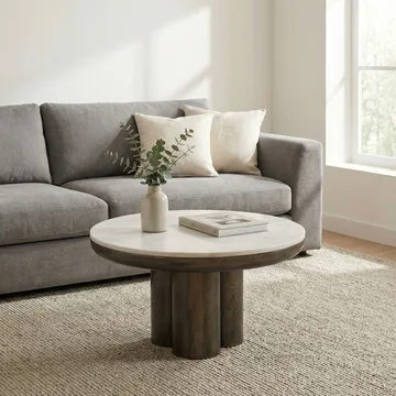Ilvora rundt sofabord 60 cm i metall med marmorplate - hvit marmor antikk svart bronse - Møbler - Bord - Spisebord & kjøkkenbord