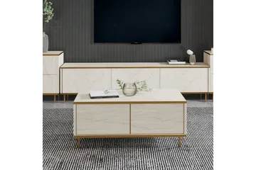 Imaj Salongbord 90 cm Rektangulært med Skuffer i Malt Tre - Beige - Møbler - Bord - Sofabord & salongbord