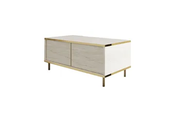 Imaj Salongbord 90 cm Rektangulært med Skuffer i Malt Tre - Beige - Møbler - Bord - Sofabord & salongbord