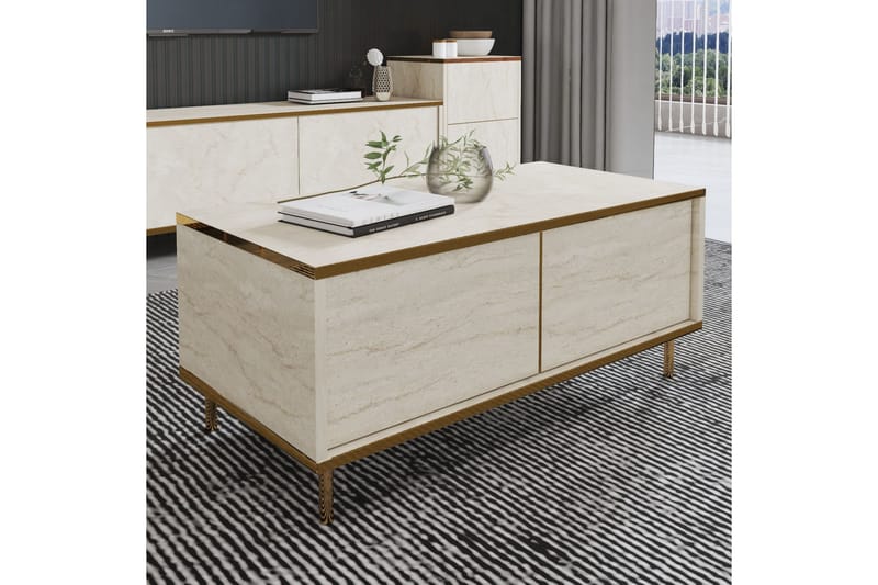 Imaj Sofabord 90 cm - Beige/Gull - Møbler - Bord - Sofabord & salongbord