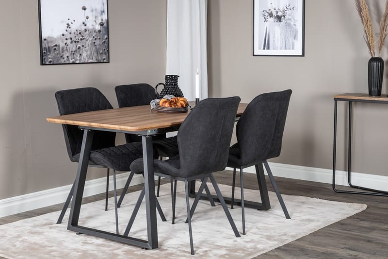 Inca Matgruppe 160 cm Rektangulær med 4 Gemma stoler - Sort - Møbler - Bord - Spisegruppe