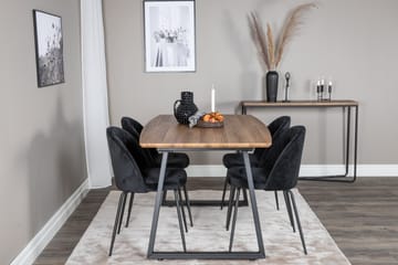 Inca Spisegruppe 160 cm Rektangulær med 4 Wrinkles Stoler - Sort - Møbler - Bord - Spisegruppe