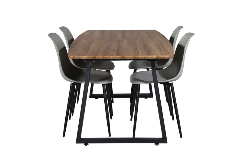 Inca Spisegruppe 160 cm Rektangulær med 4 Polar Stoler, Sort