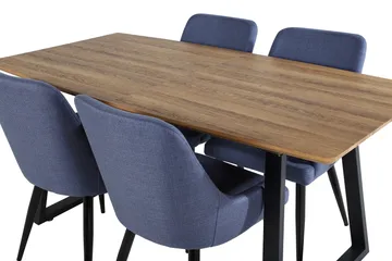 Inca Spisegruppe 160 cm Rektangulær med 4 Plaza Stoler - Sort - Møbler - Bord - Spisegruppe