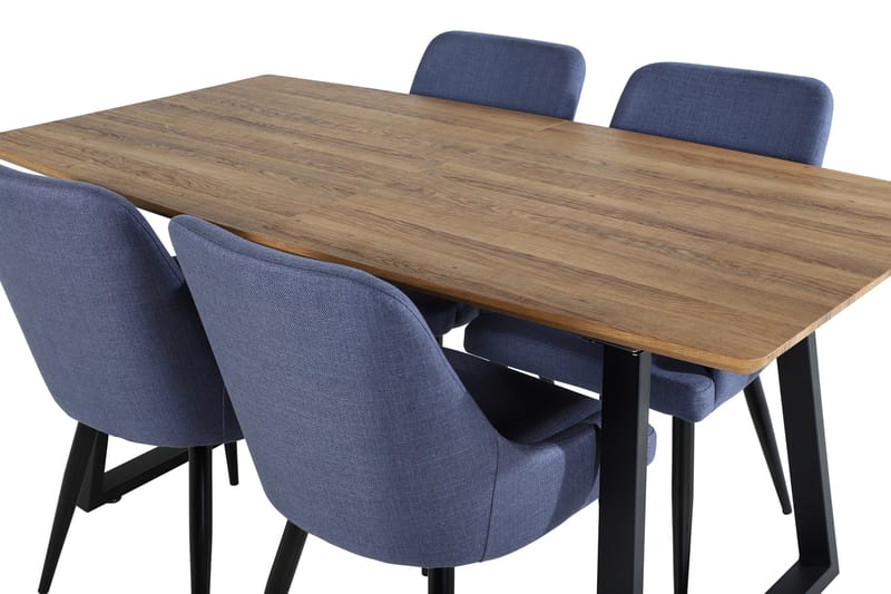 Inca Spisegruppe 160 cm Rektangulær med 4 Plaza Stoler - Sort - Møbler - Bord - Spisegruppe