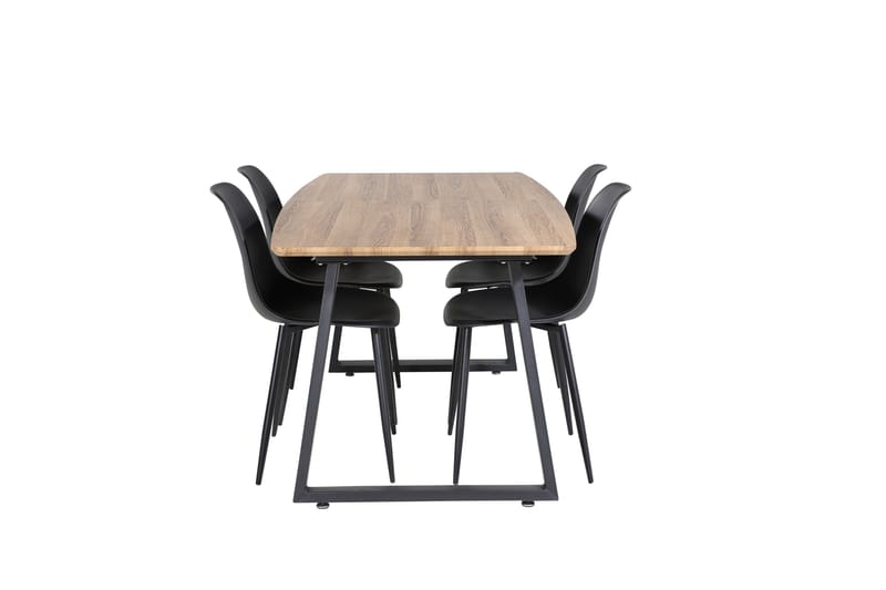 Inca Spisegruppe 160 cm Rektangulær med 4 Polar Stoler, Sort