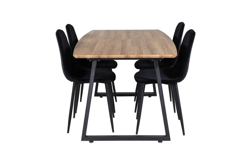 Inca Spisegruppe 160 cm Rektangulær med 4 Polar Stoler - Sort - Møbler - Bord - Spisegruppe