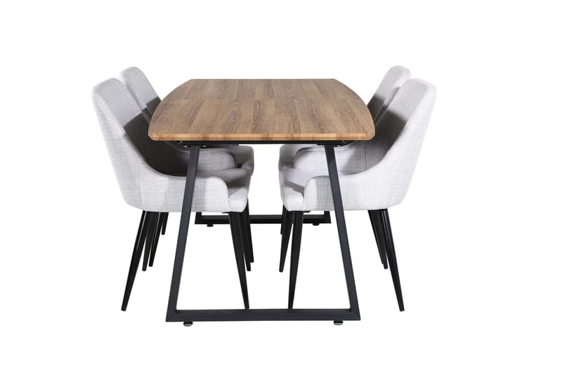 Inca Spisegruppe 160 cm Rektangulær med 4 Plaza Stoler, Sort