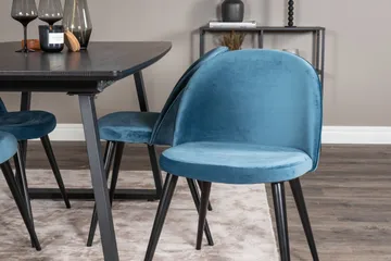 Inca spisegruppe uttrekkbar 160 cm rektangulær med 4 Velvet stoler - Møbler - Bord - Spisegruppe