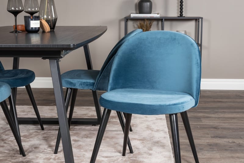 Inca spisegruppe uttrekkbar 160 cm rektangulær med 4 Velvet stoler - Møbler - Bord - Spisegruppe