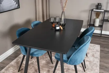 Inca spisegruppe uttrekkbar 160 cm rektangulær med 4 Velvet stoler - Møbler - Bord - Spisegruppe