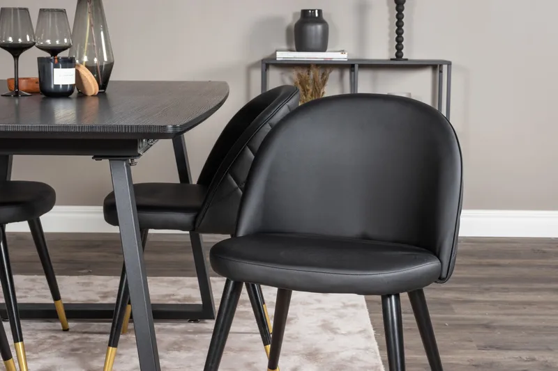 Inca spisegruppe uttrekkbar 160 cm rektangulær med 4 Velvet stoler - Møbler - Bord - Spisegruppe