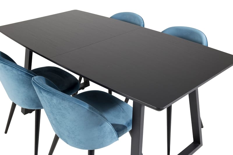 Inca spisegruppe uttrekkbar 160 cm rektangulær med 4 Velvet stoler - Møbler - Bord - Spisegruppe