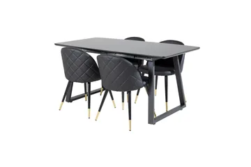 Inca spisegruppe uttrekkbar 160 cm rektangulær med 4 Velvet stoler - Møbler - Bord - Spisegruppe