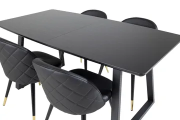 Inca spisegruppe uttrekkbar 160 cm rektangulær med 4 Velvet stoler - Møbler - Bord - Spisegruppe