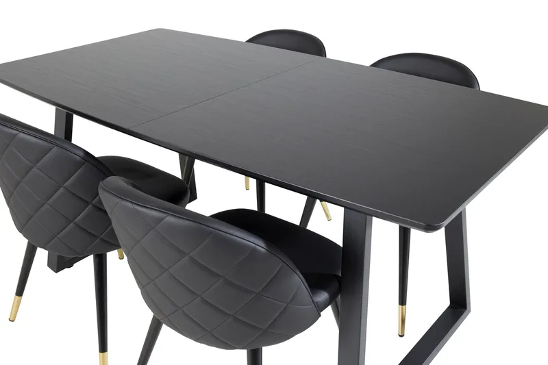 Inca spisegruppe uttrekkbar 160 cm rektangulær med 4 Velvet stoler - Møbler - Bord - Spisegruppe