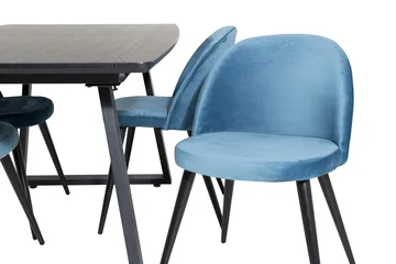 Inca spisegruppe uttrekkbar 160 cm rektangulær med 4 Velvet stoler - Møbler - Bord - Spisegruppe