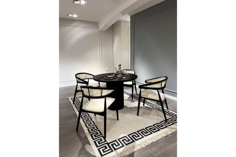 Indumati Spisegruppe Rund - Svart/Hvit - Møbler - Bord - Spisegruppe