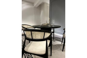 Indumati Spisegruppe Rund - Svart/Hvit - Møbler - Bord - Spisegruppe