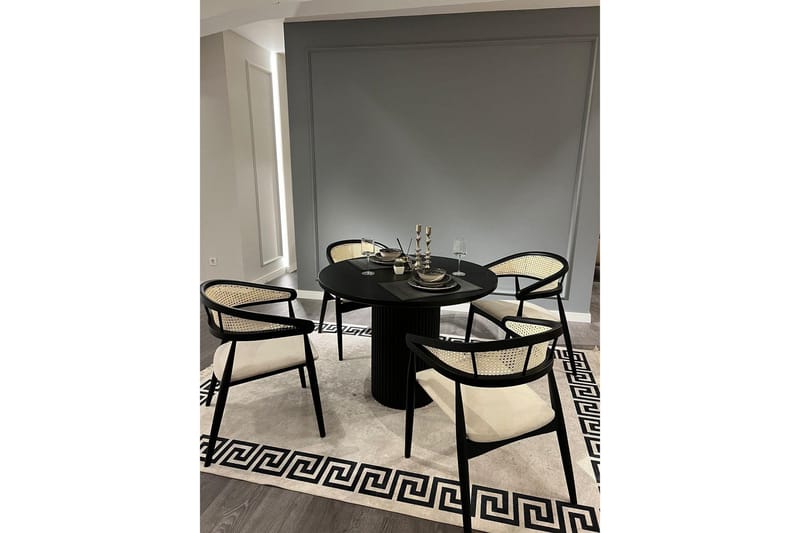 Indumati Spisegruppe Rund - Svart/Hvit - Møbler - Bord - Spisegruppe