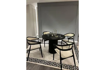 Indumati Spisegruppe Rund - Svart/Hvit - Møbler - Bord - Spisegruppe